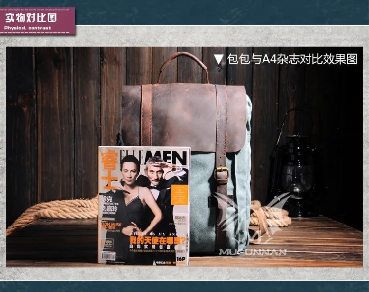 Fashion Male Backpack Leather military Canvas backpack Men backpack women school backpack school bag bagpack rucksack mochila