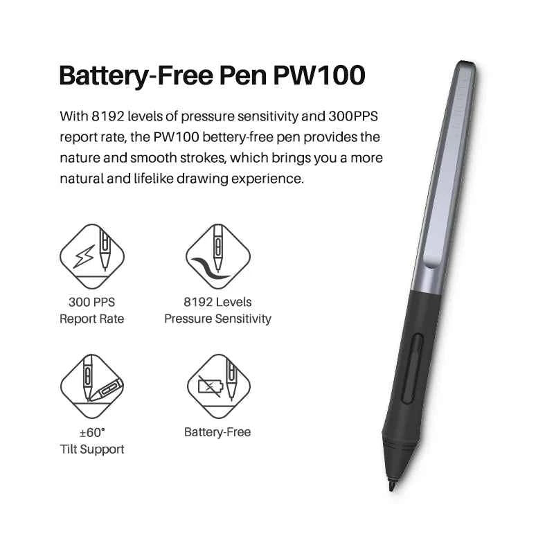 HUION Inspiroy H610X Graphics Tablet Tilt Function Battery Free Digital Pen Tablets Support PC Android Device MacoS ChromeOS
