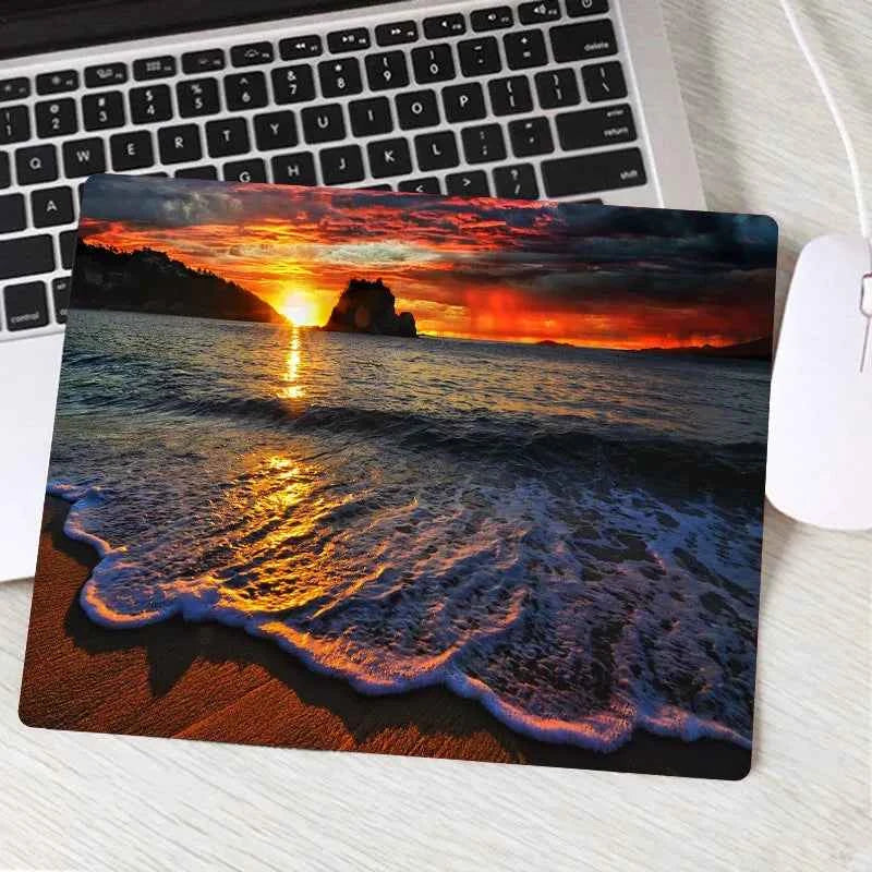Beach Waves Palm Landscape New Computer Mouse Pad Lovely Gamer Natural Rubber Anti-slip Art Carpet Office Decoration MousePad