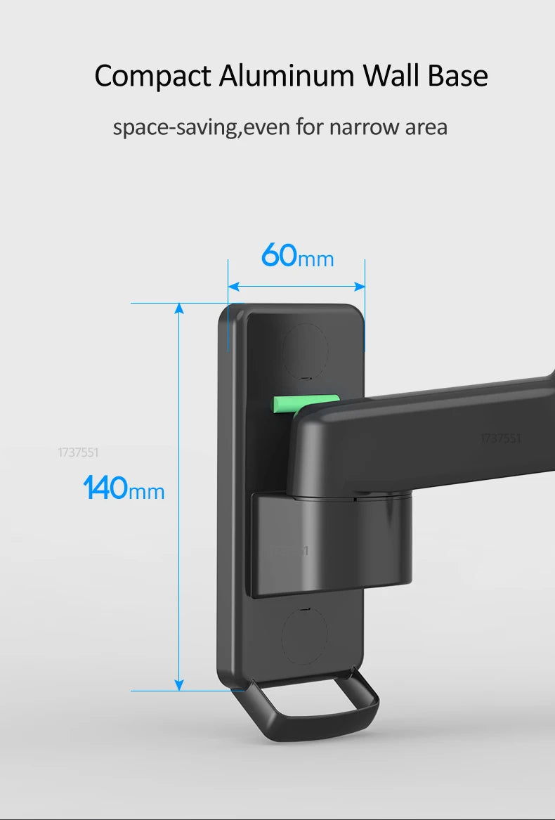 NB F150 Aluminum Gas Spring 3-12kg 100x100 75x75 17'-35' TV Monitor Wall Mount Screen Air Press Wall Bracket Holder Tilt Swivel