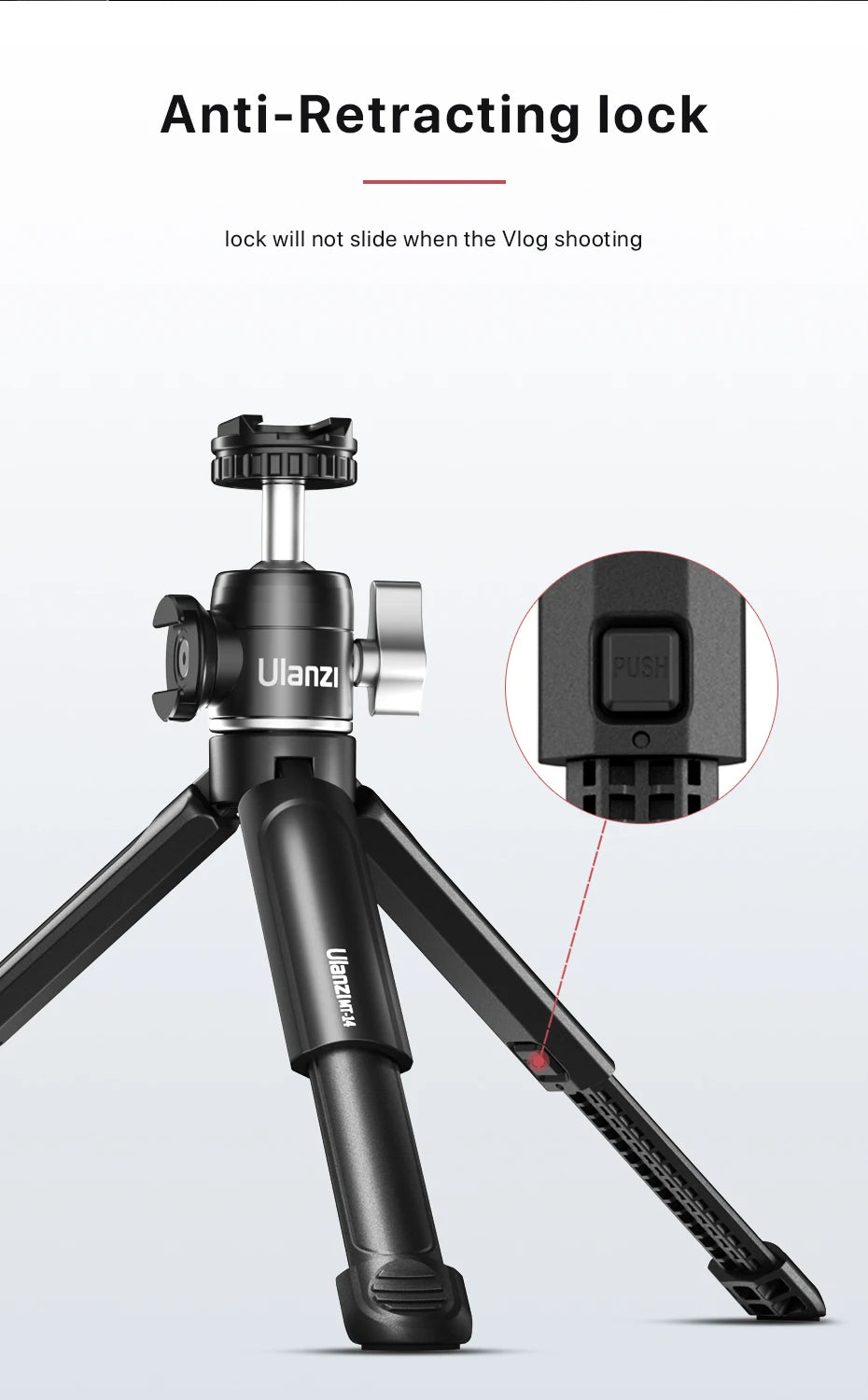 Ulanzi Mini Vlog Tripod Dual Cold Shoe Ballhead for Microphone LED Light Extend Smartphone Tripod for Sony A6400 Photography kit