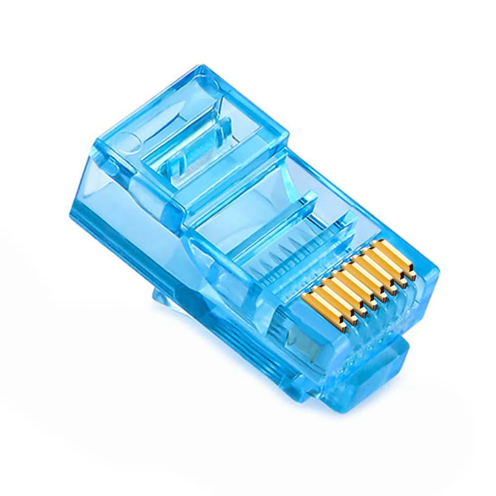 OULLX 6U RJ45 Ethernet Plug Gold Plated Cat5e Jack UTP Module Plug Network Connector RJ-45 Crystal Heads Cat5 Multicolor Cable