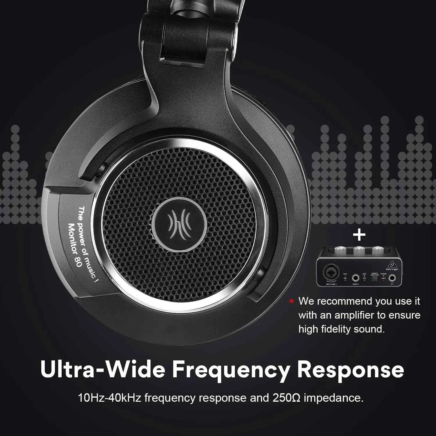 Oneodio Monitor 80 Open Back Headphones Wired Over Ear 250Ω Audiophile HiFi Headphones Hi-Res Audio Professional Studio Headset