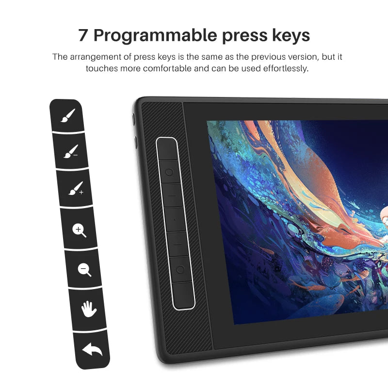 13.3 Inch HUION Graphics Tablet Kamvas Pro 13 2.5K Screen Display 145% SRGB Drawing Pen Tablet Monitor with Adjustable Stand