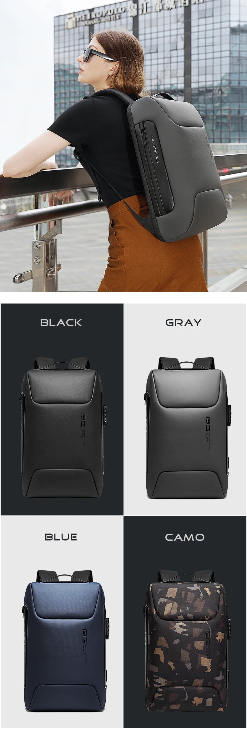 BANGE Anti-Thief 15.6 inch Laptop Backpack with Lock Multifunctional Backpack WaterProof for Business Shoulder Bags for Travel