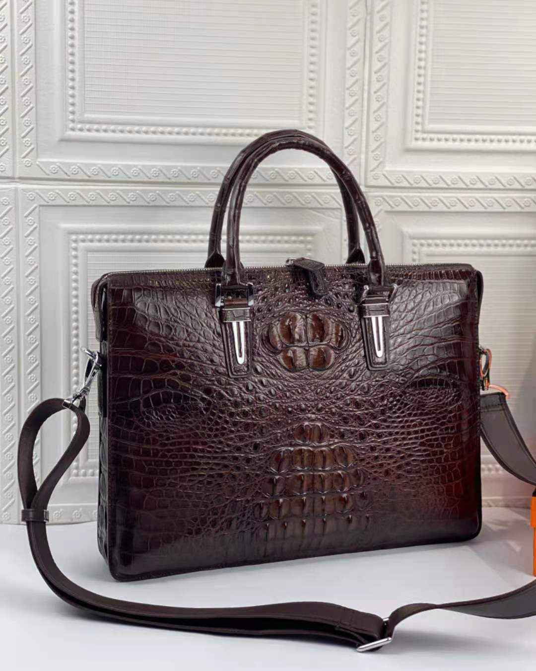 Luxury Crocodile Laptop Messenger Bag Men's