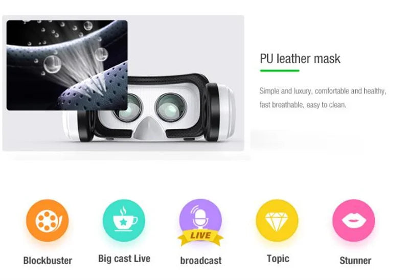 Wireless Virtual Reality Glasses IMAX Huge Screen 3D Glasses Google Cardboard Box VR Headset for 4.7-7.2