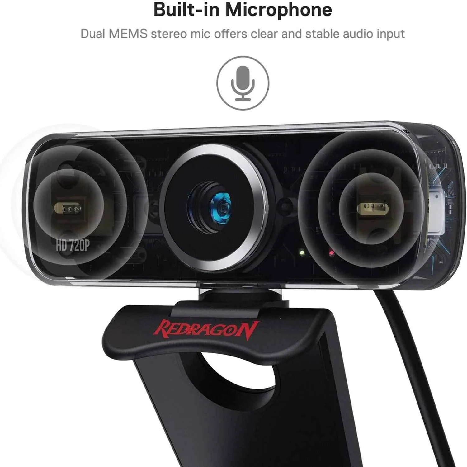 Redragon GW600 720P Webcam Built-in Dual Microphone Computer Web Camera For Online Courses Video Conferencing Streaming