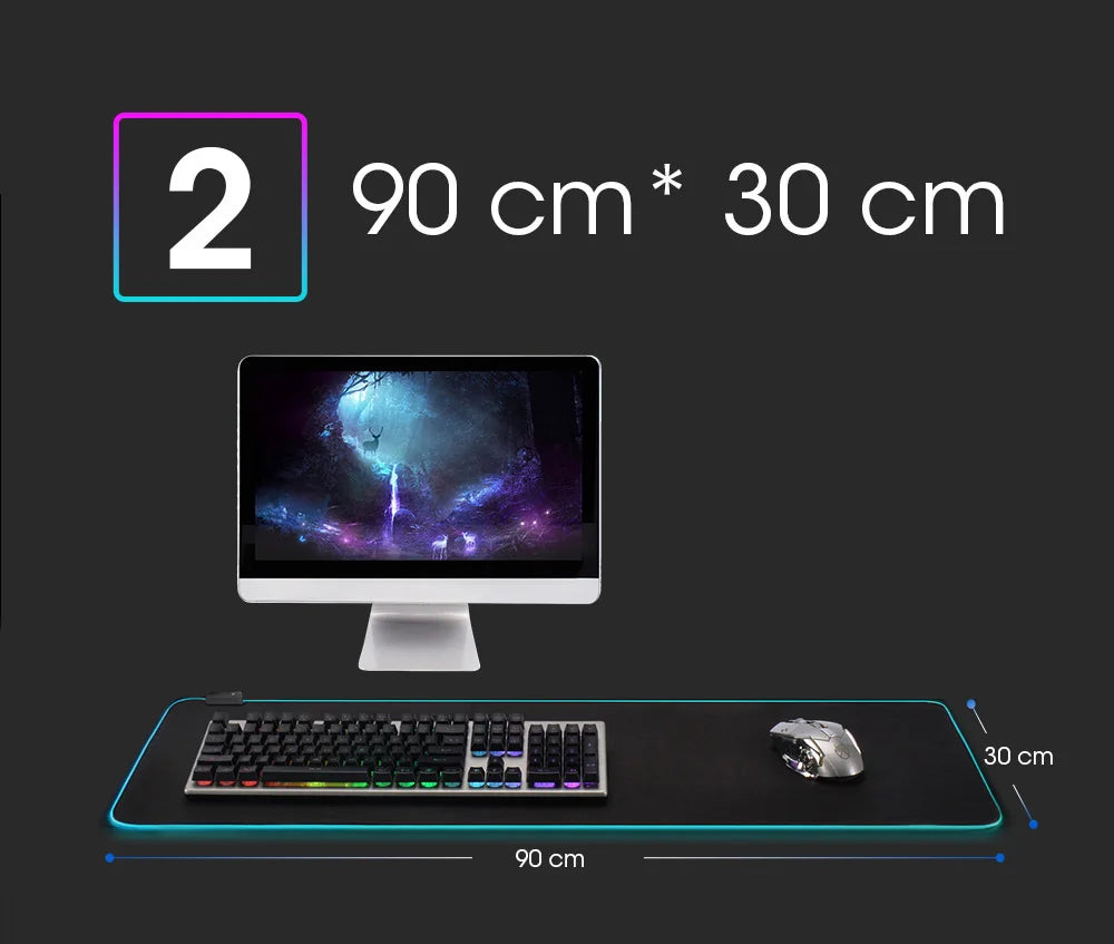 LED Light Mousepad RGB Keyboard Cover Desk-mat Colorful Surface Mouse Pad Waterproof Multi-size World Computer Gamer CS Dota