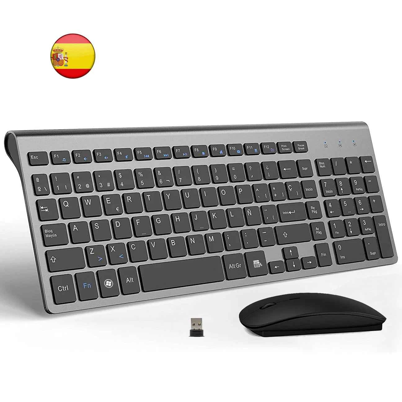 Spanish Layout Wireless Keyboard Mouse Combo Ultra Slim 2.4G Silent Scissor Key Keyboard Set for PC Laptop tv box
