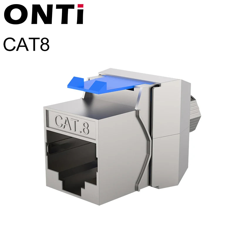 ONTi RJ45 CAT8 Tool-Less STP Shielded Keystone Jack Module,Self-Locking Cat7 CAT6A CAT6 CAT5E Zinc Alloy Network Coupler Adapter