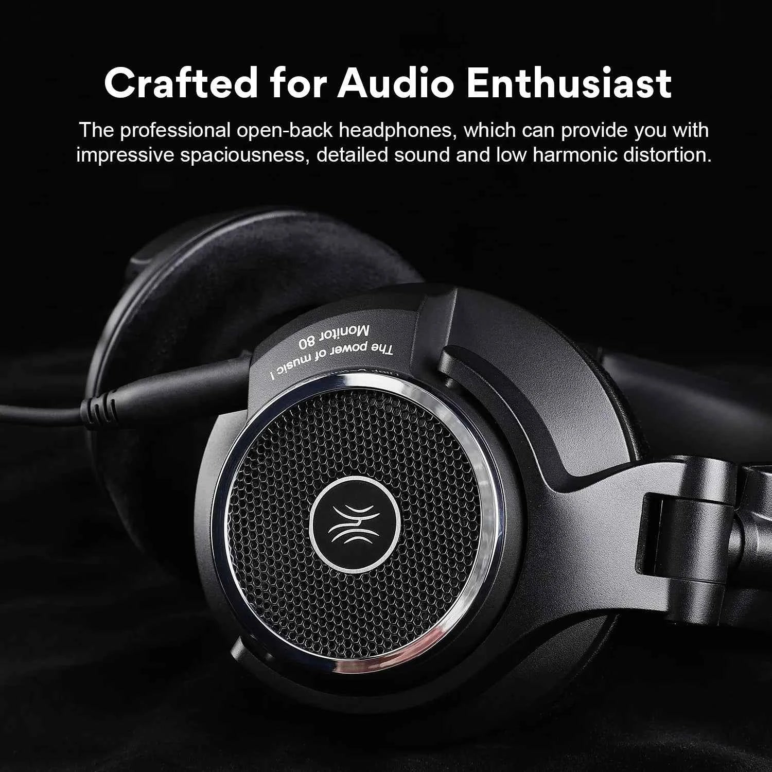 Oneodio Monitor 80 Open Back Headphones Wired Over Ear 250Ω Audiophile HiFi Headphones Hi-Res Audio Professional Studio Headset