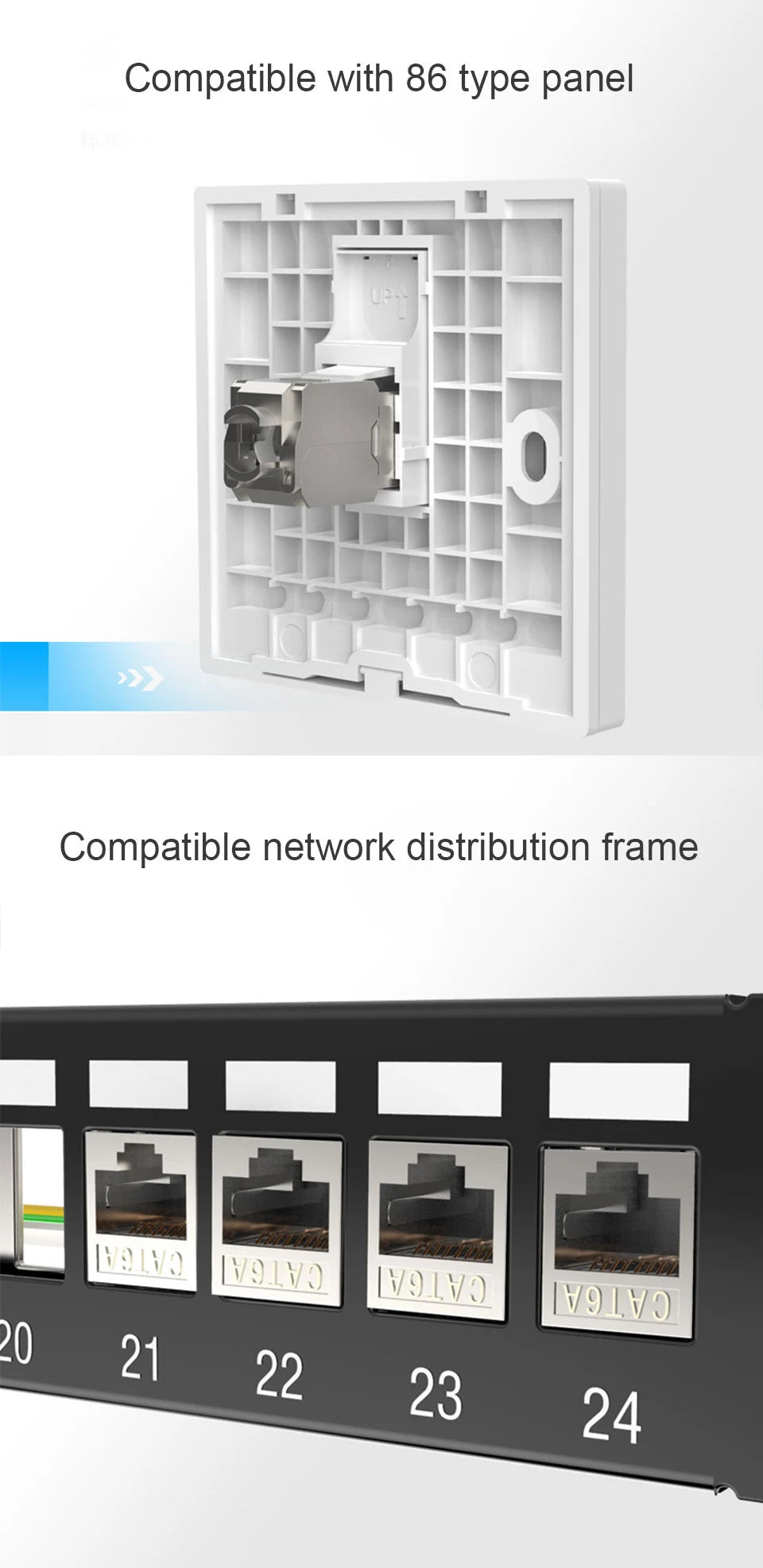 ONTi RJ45 CAT8 Tool-Less STP Shielded Keystone Jack Module,Self-Locking Cat7 CAT6A CAT6 CAT5E Zinc Alloy Network Coupler Adapter