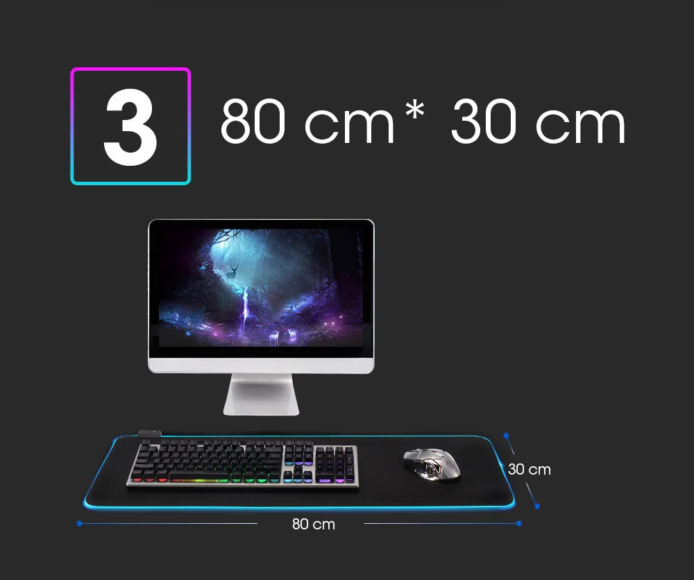 LED Light Mousepad RGB Keyboard Cover Desk-mat Colorful Surface Mouse Pad Waterproof Multi-size World Computer Gamer CS Dota