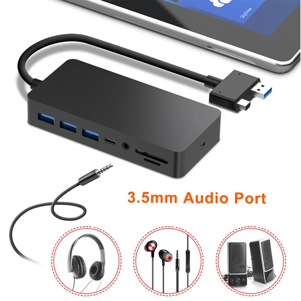 11 in 1 USB 3.0 Mini DP to 4K HD/DP/VGA 3.5 Audio Gigabit Ethernet SD/TF Card Reader Hub for Microsoft Surface Pro 4 5 6