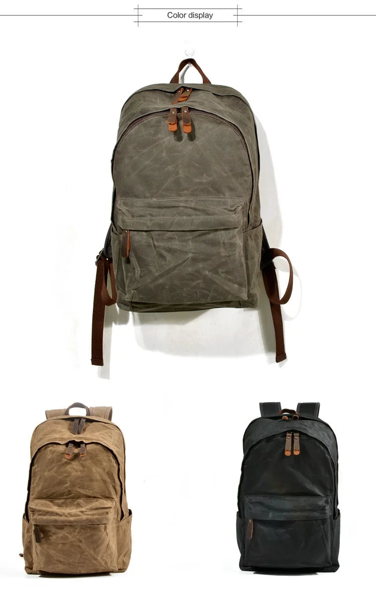 New Designer Waterproof oil wax Canvas Daypacks Unisex men Vintage Backpacks women Anti-thief Travel Rucksacks Retro School Bags