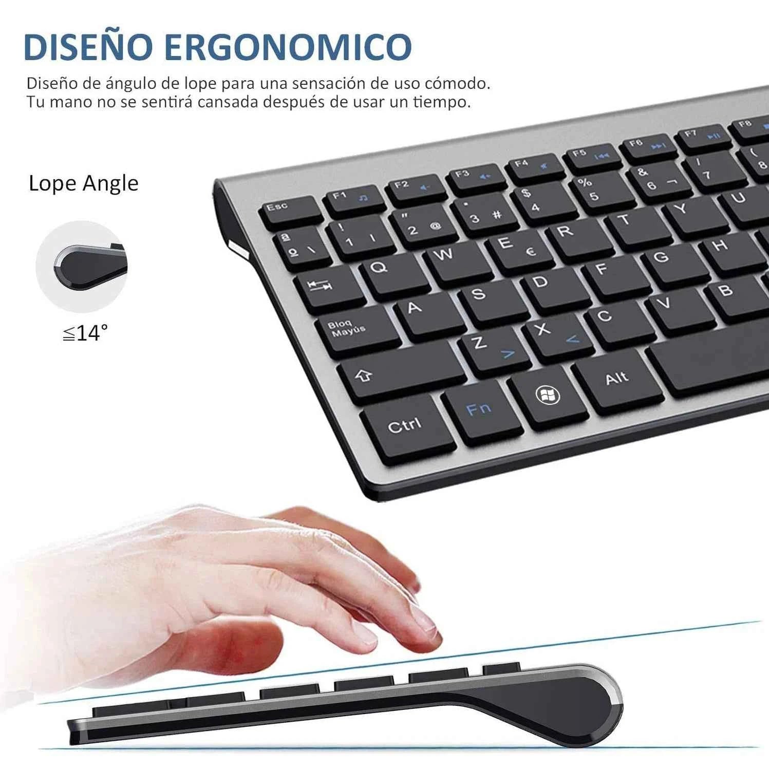Spanish Layout Wireless Keyboard Mouse Combo Ultra Slim 2.4G Silent Scissor Key Keyboard Set for PC Laptop tv box