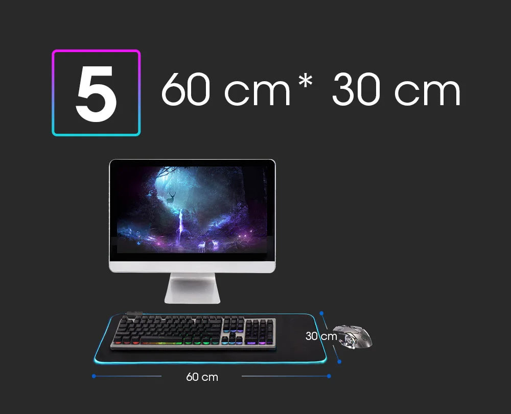 LED Light Mousepad RGB Keyboard Cover Desk-mat Colorful Surface Mouse Pad Waterproof Multi-size World Computer Gamer CS Dota