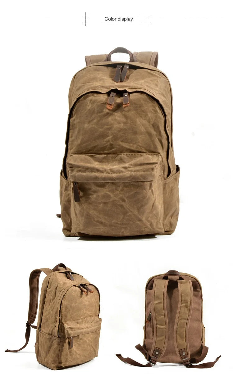 New Designer Waterproof oil wax Canvas Daypacks Unisex men Vintage Backpacks women Anti-thief Travel Rucksacks Retro School Bags