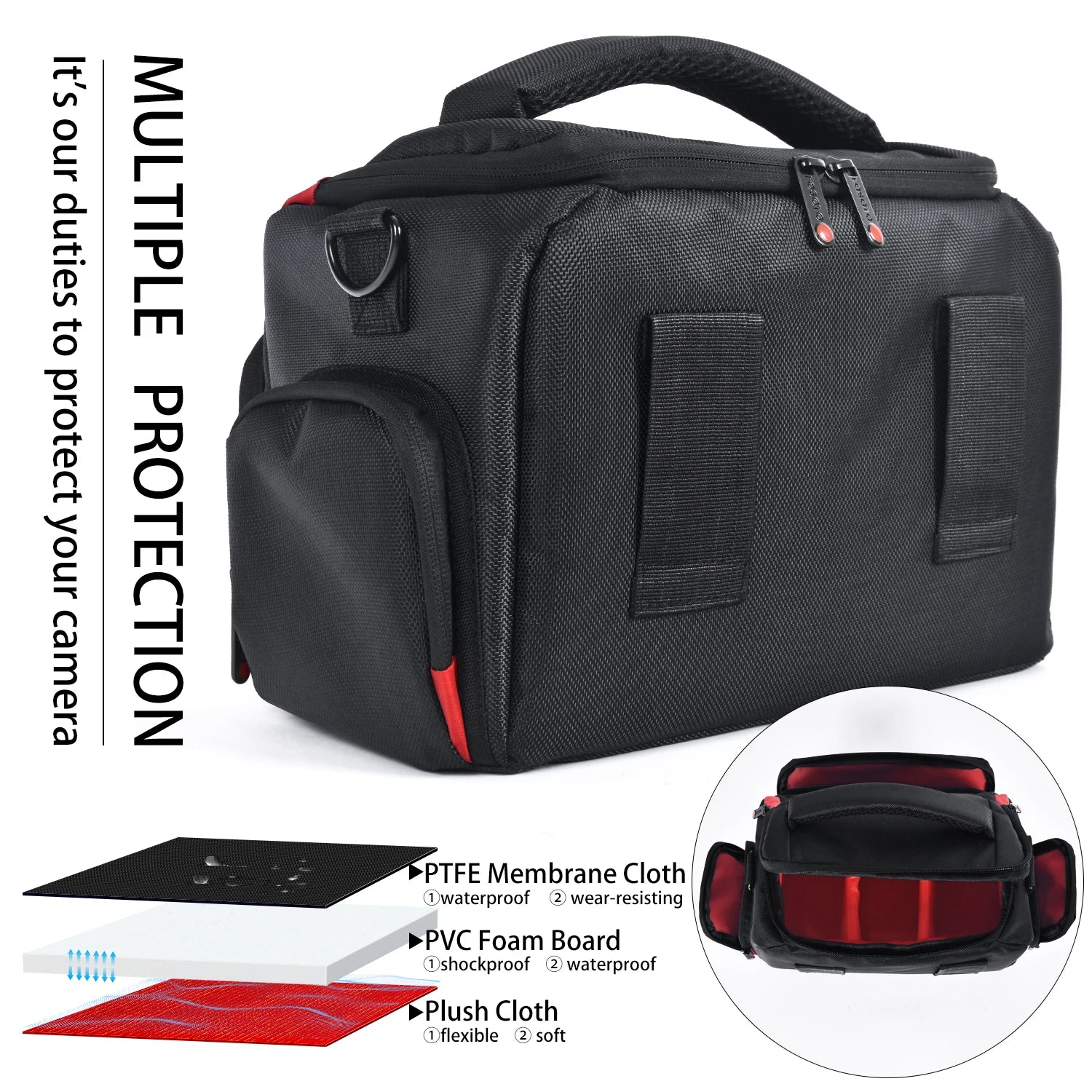 Fosoto Fashion Professional DSLR Camera Bag Waterproof Digital Shoulder Bag Video Camera Case For Sony Lens Canon Nikon Pouch