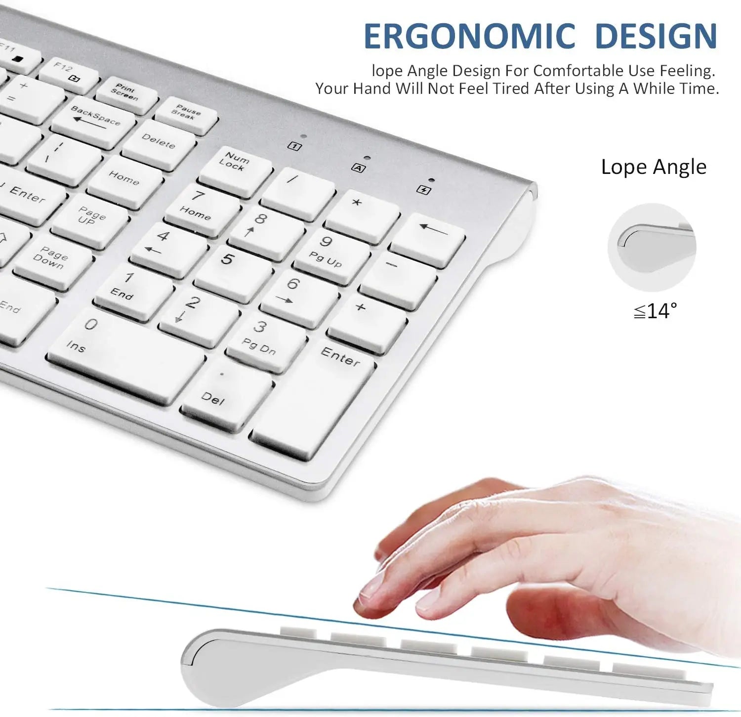 2.4G Hebrew Character Low Noise 101 Keys Wireless Keyboard Mouse Combo Slim Mice Compact Israel Wireless Keyboard for Desktop