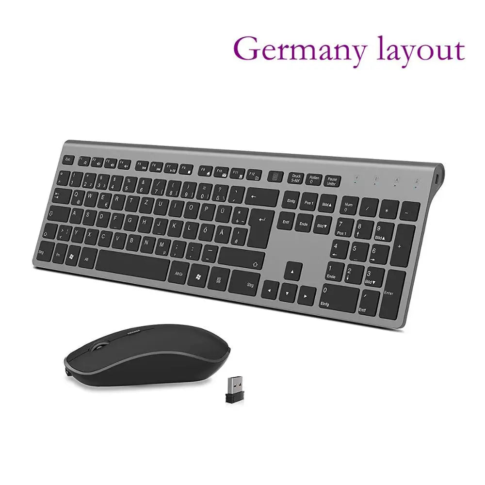 Wireless Keyboard and Mouse Combination, 2.4 Gigahertz Stable Connection Rechargeable Battery, UK/France/Korean/Spain/US Layout