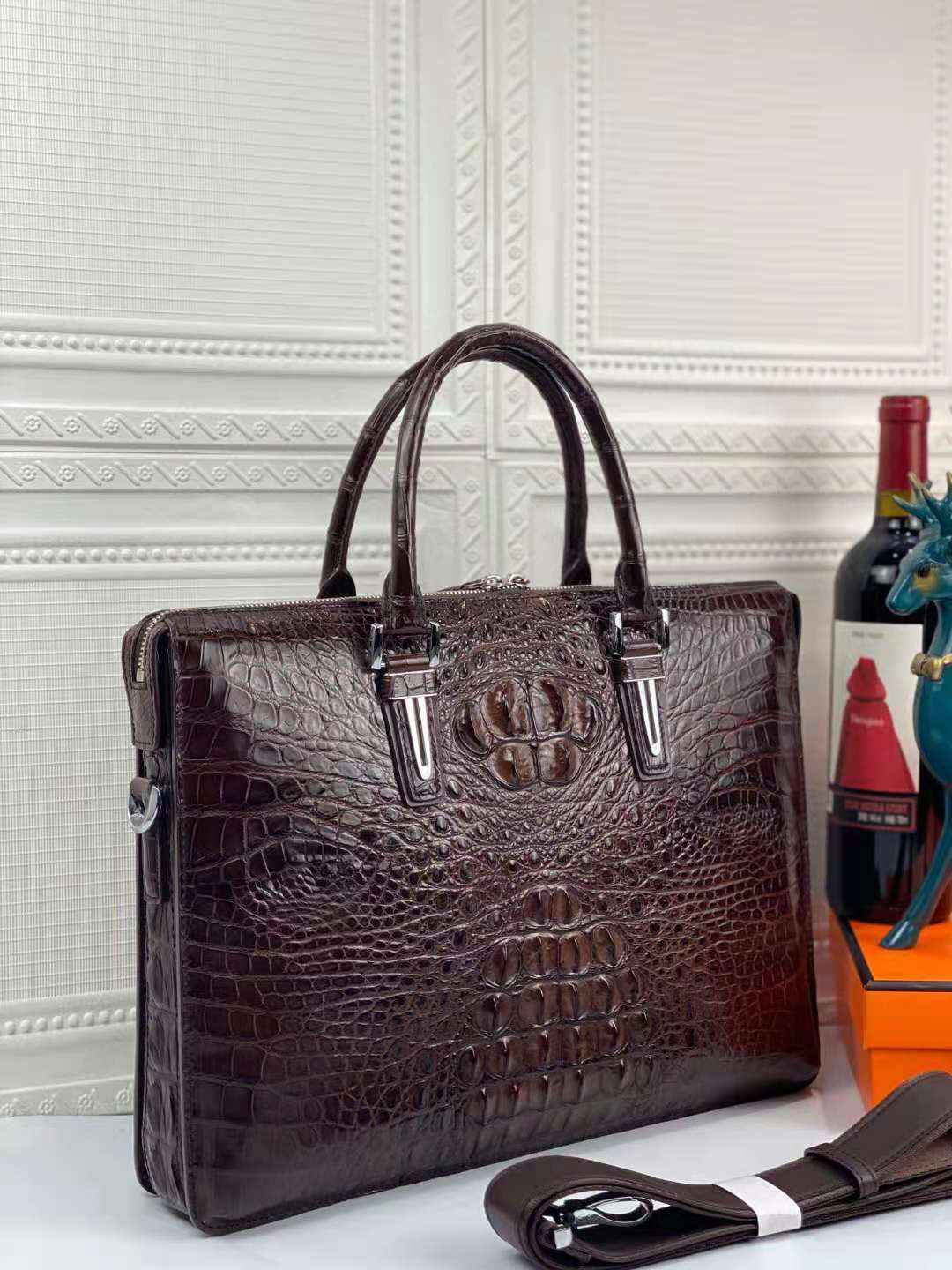 Luxury Crocodile Laptop Messenger Bag Men's