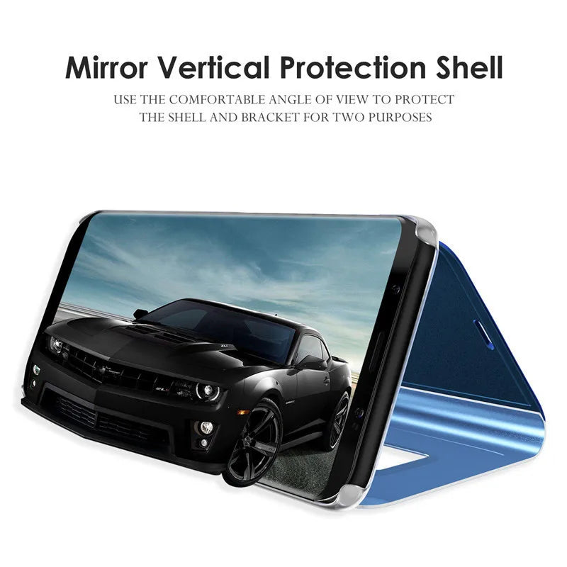 For Samsung Galaxy S24 Ultra 5G Case View Mirror Flip Stand Phone Case For Samsung S24 + Plus S 24 Ultra Shockproof Back Cover