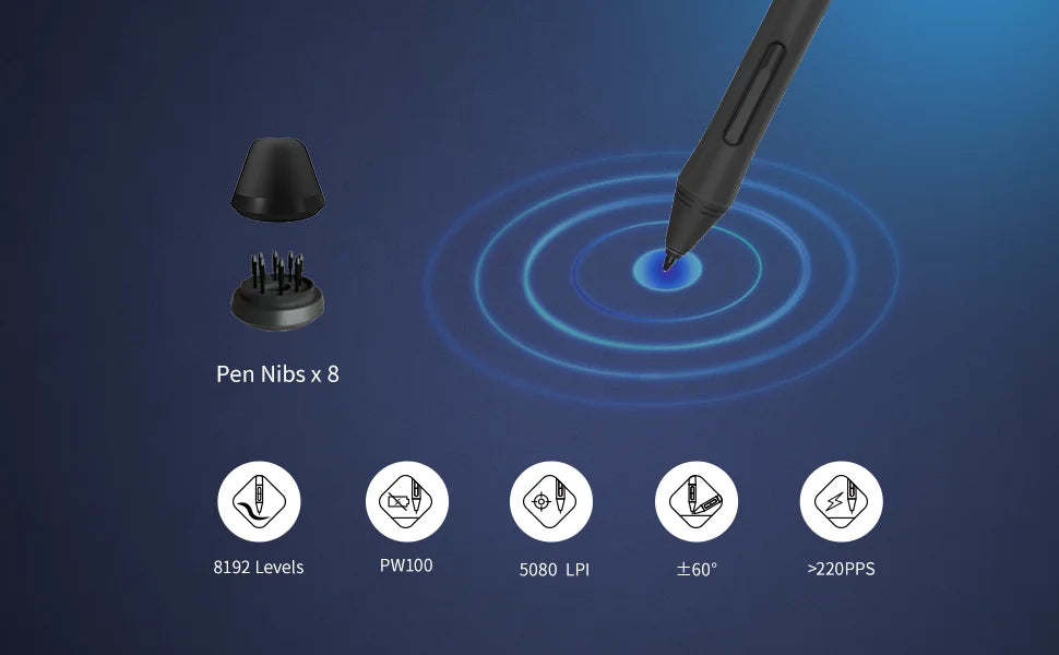 HUION Inspiroy H610X Graphics Tablet Tilt Function Battery Free Digital Pen Tablets Support PC Android Device MacoS ChromeOS