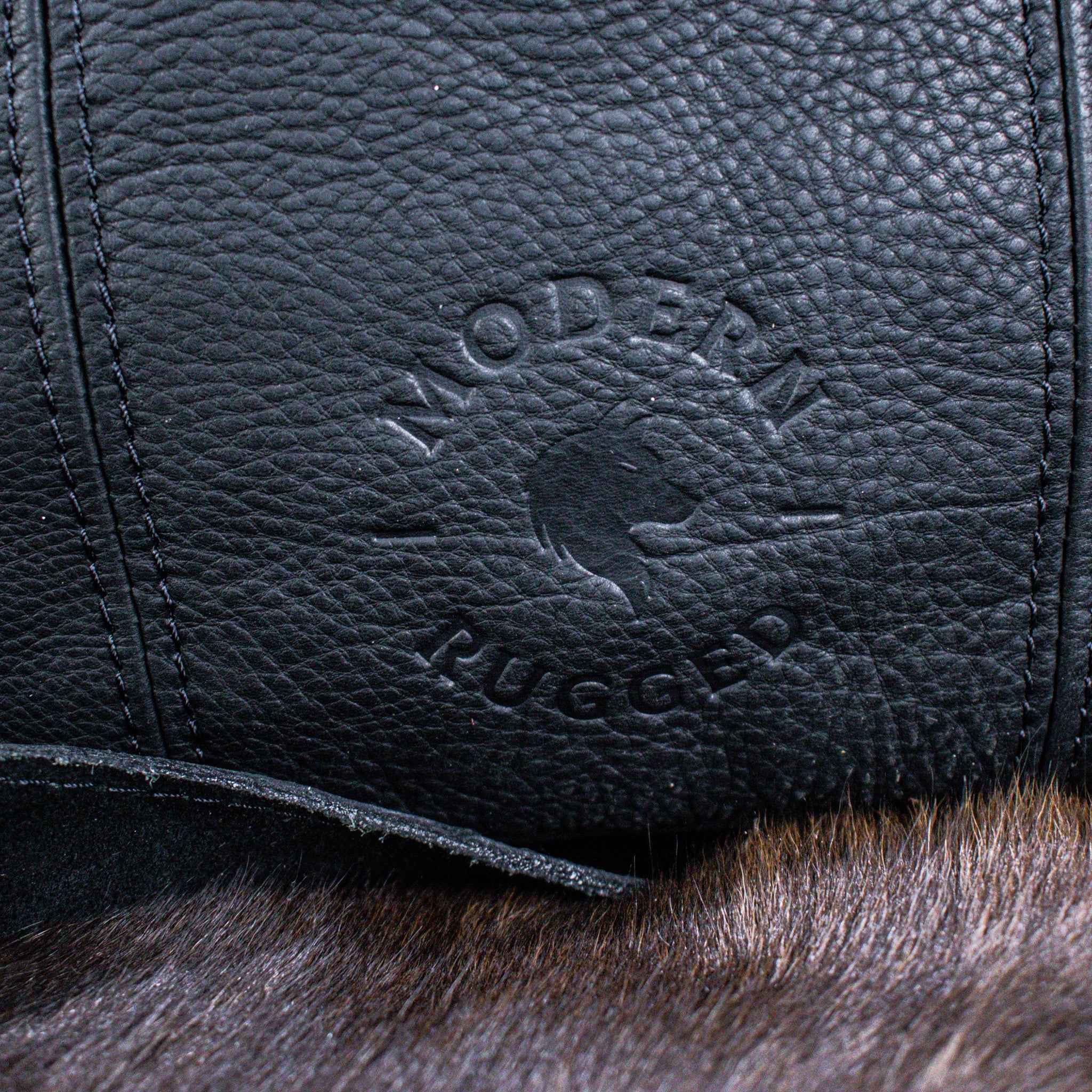 Leather Hide Laptop Bag - Black (Buckles)