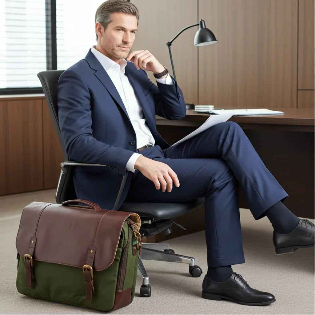 Maxwell Waxed Canvas Messenger Bag - 16'' Laptop - Structured