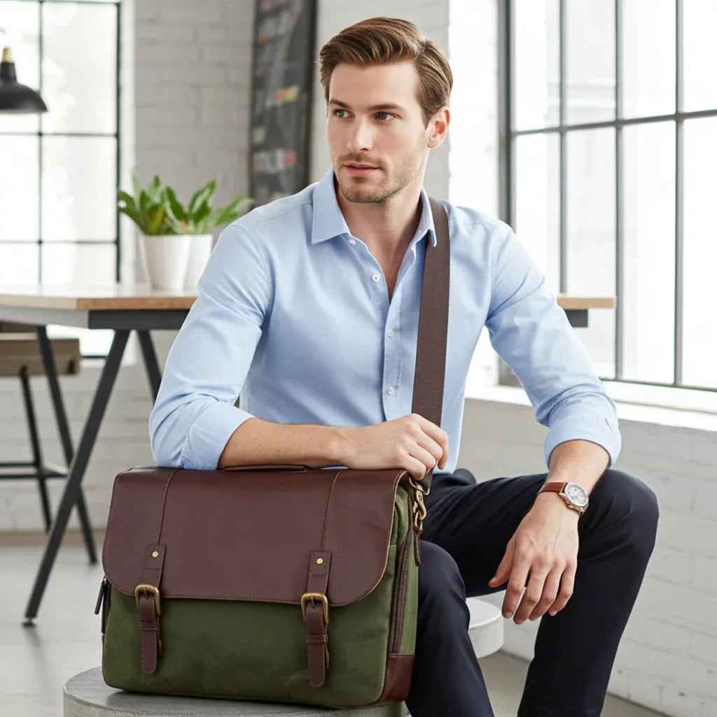 Maxwell Waxed Canvas Messenger Bag - 16'' Laptop - Structured