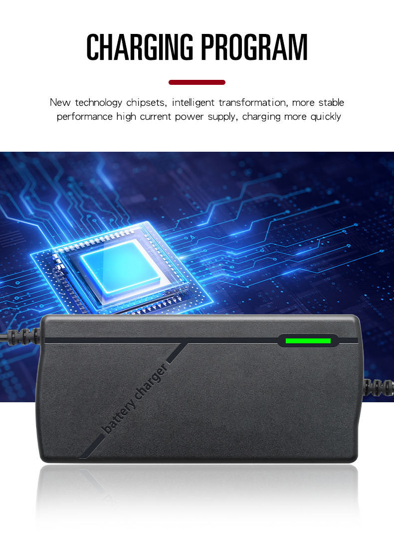 36V 48V Charger 2A 5A 10S 13S Lithium-ion Battery Pack Charger 42V 54.6V 5A Intelligent Fast Charging EU Plug With Cooling Fan
