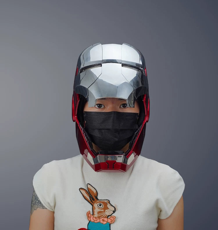 New AutoKing 1:1 Mk5 Iron Man Helmet Cosplay Voice Control Eyes with Light Model Toys for Adult Electric Wearable Christmas Gift