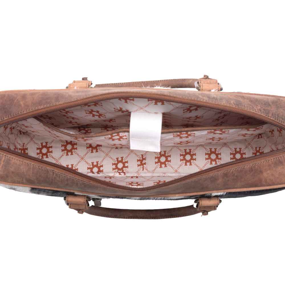 Myra Ironpeak Hairon Leather Laptop Bag in Coal Snow