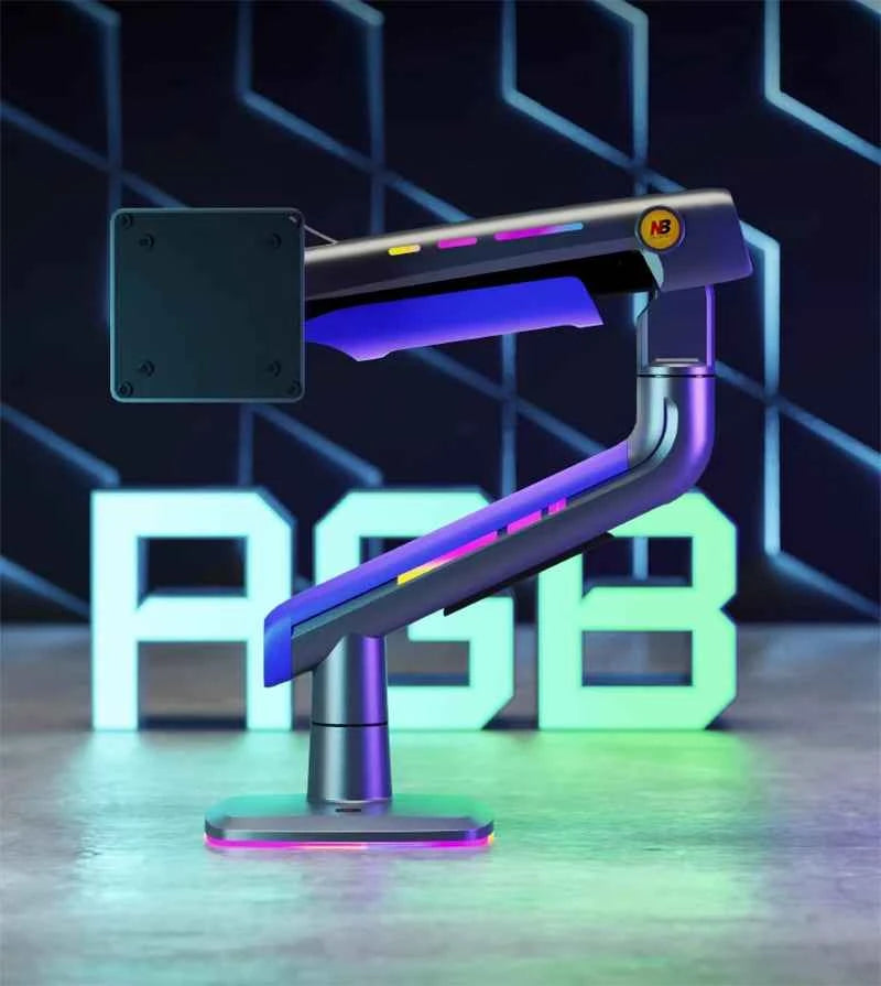 NB G60 E5 F5 Gaming Monitor Arm 32-60 Inch Curved Arc Screen Desktop 2-20kgs Ultra Wide Monitor Holder Mount with RGB Light