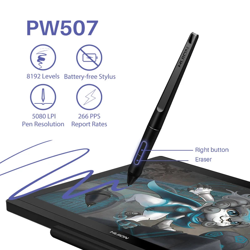 HUION Kamvas 20 19.5 inch Battery-free Graphics Tablet Monitor IPS With AG Glass 120%sRGB Pen Tablet Monitor