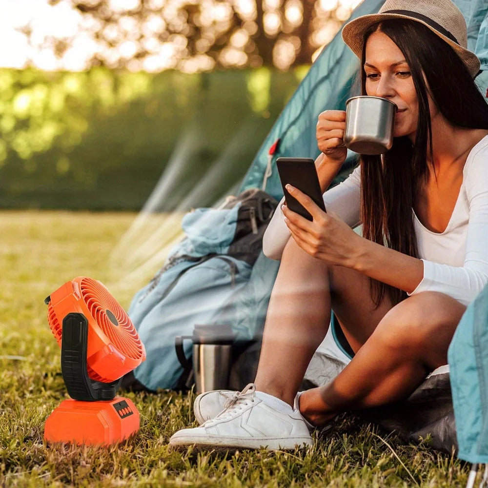 Gobortone Outdoor Camping Fan 10000mah Desk Table Rechargeable Fan With Power Bank Lighting USB Portable Outdoor for Tent