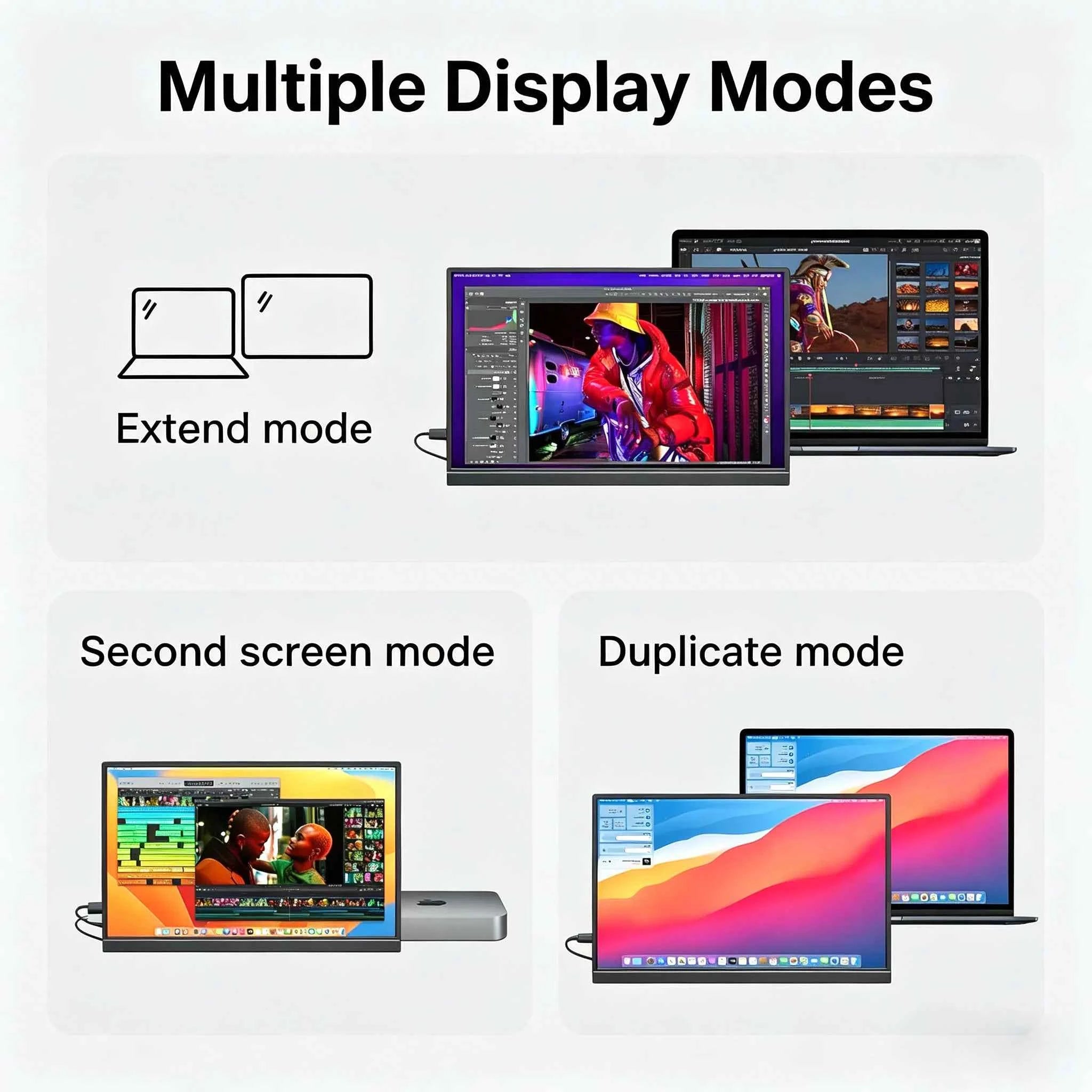 15.6 Inch 1080P Portable Monitor 16:9 Full Screen Extension for Laptop Phone Game Console
