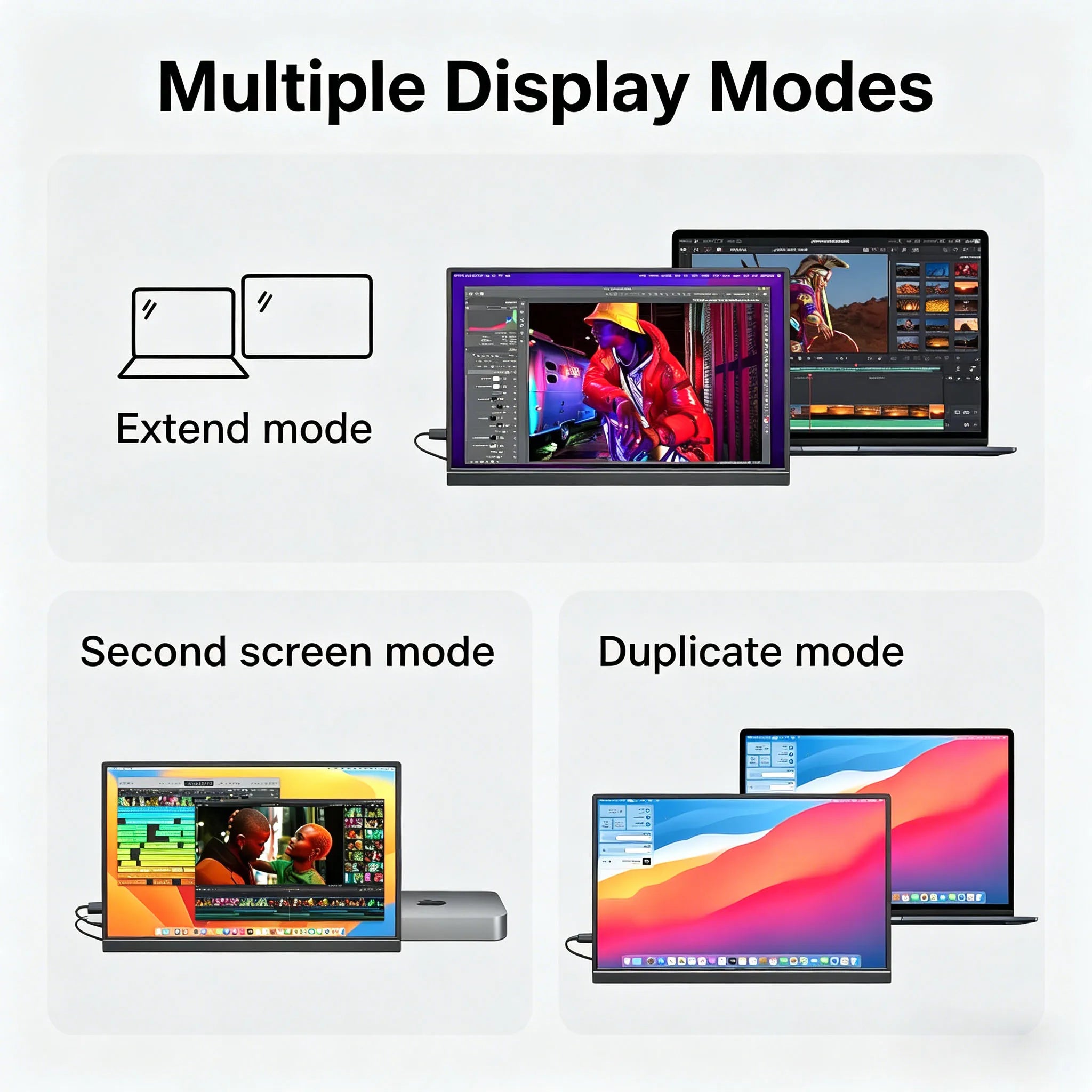 15.6 Inch 1080P Portable Monitor 16:9 Full Screen Extension for Laptop Phone Game Console