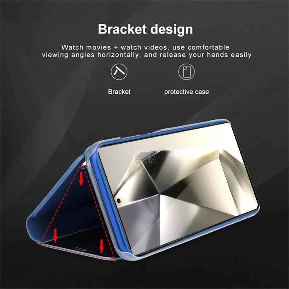 Mirror Flip Leather Phone Cases For Samsung Galaxy S26 S25 S24 S22 S23 Ultra S21 Plus FE A56 A36 A55 A35 A15 A34 A16 A54 Cover