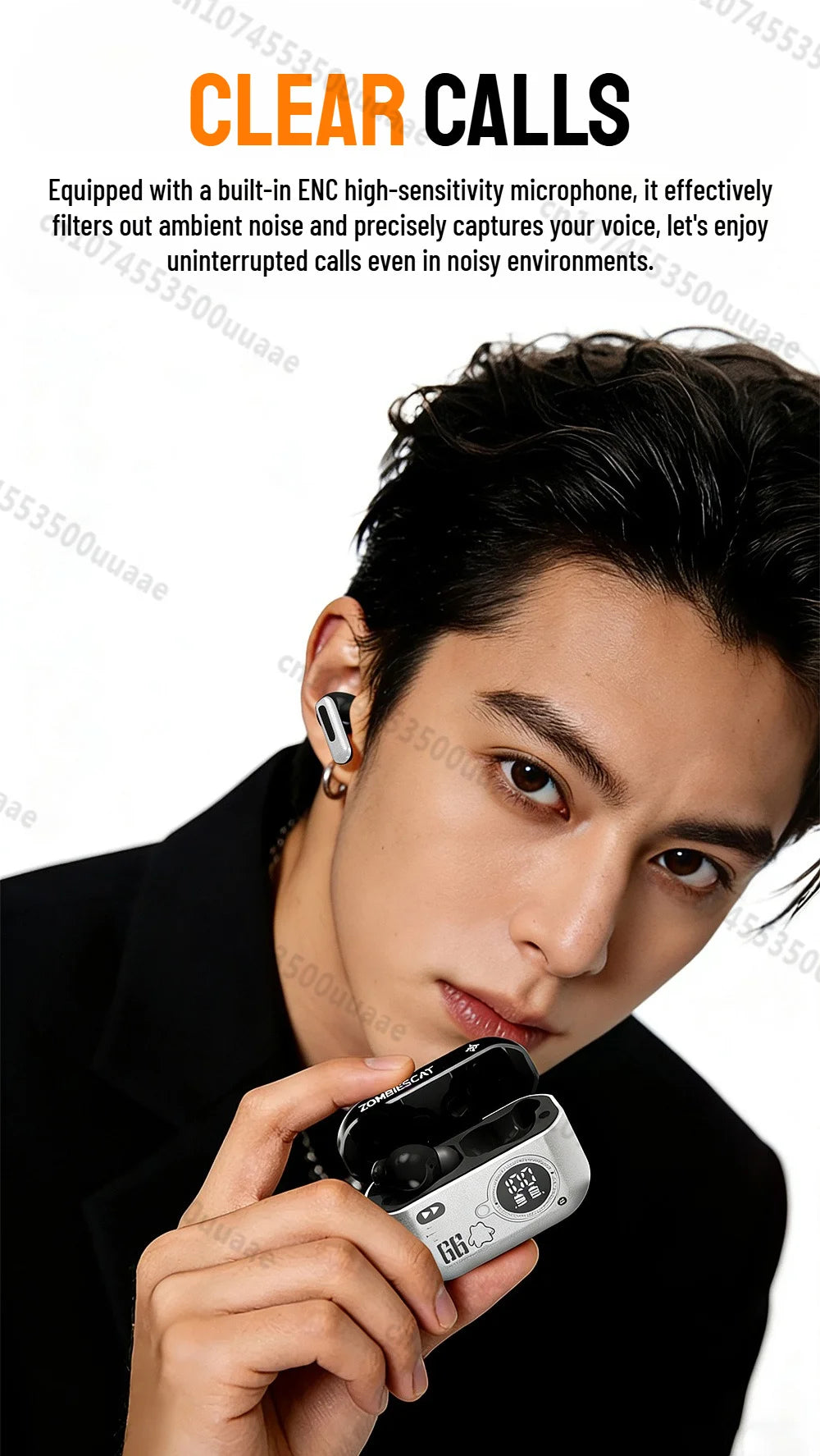 Zombies Cat Alloy ANC Headphones Bluetooth 6.0 -45dB Active Noise Cancellation Earbuds Powerful Deep Bass TWS Wireless Earphones