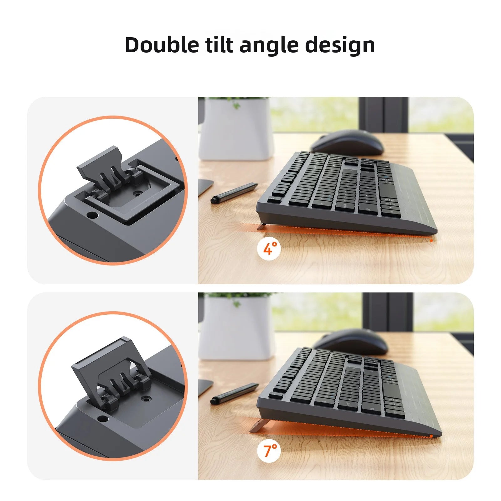 Dual-mode 2.4G Wireless Keyboard Mouse Combo Mute Rechargeable Keyboard Mouse Set With Multi-Function Keys for Windows PC Gamer