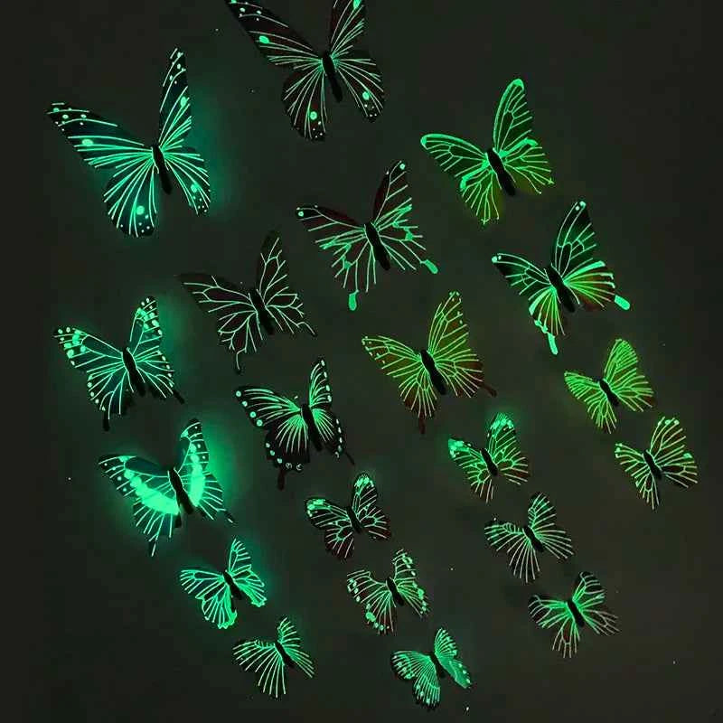 12pcs Luminous 3D Butterfly Wall Sticker for Kids Bedroom Home Living Room Fridge Wall Decal Glow in Dark Wallpaper Decoration