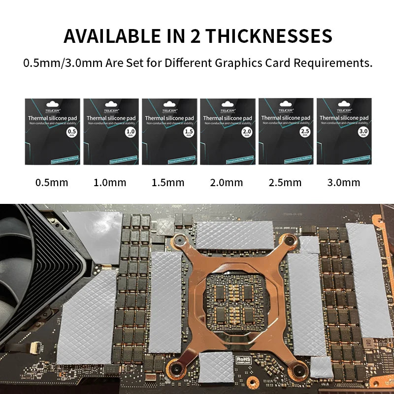 TUECER GPU CPU Thermal Pad Heatsink Cooling Conductive Silicone Pad 80x40/100x100mm High Quality Thermal Pad thermal insulation