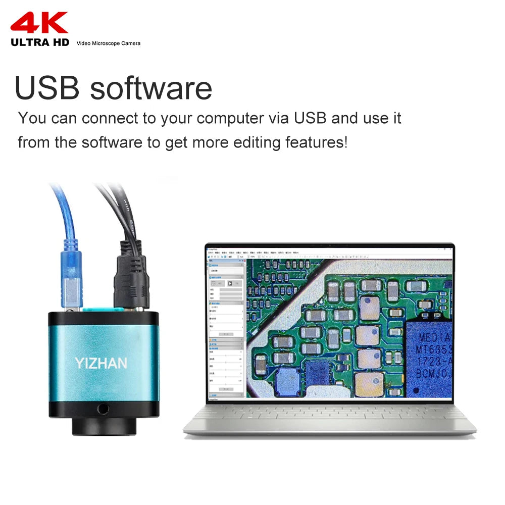 4K Microscope 48MP Digital Microscope For Electronics USB Industrial Cameras HDMI 1-150X Zoom C-Mount Lens Phone Pcb Soldering