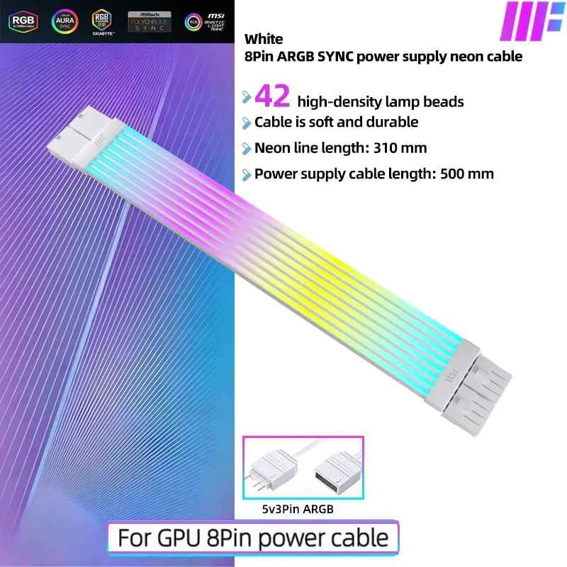 METALFISH ARGB Extension Cable for Computer Power Supply – Motherboard 24PIN & GPU 8PIN, ARGB Sync/Asyn Optional