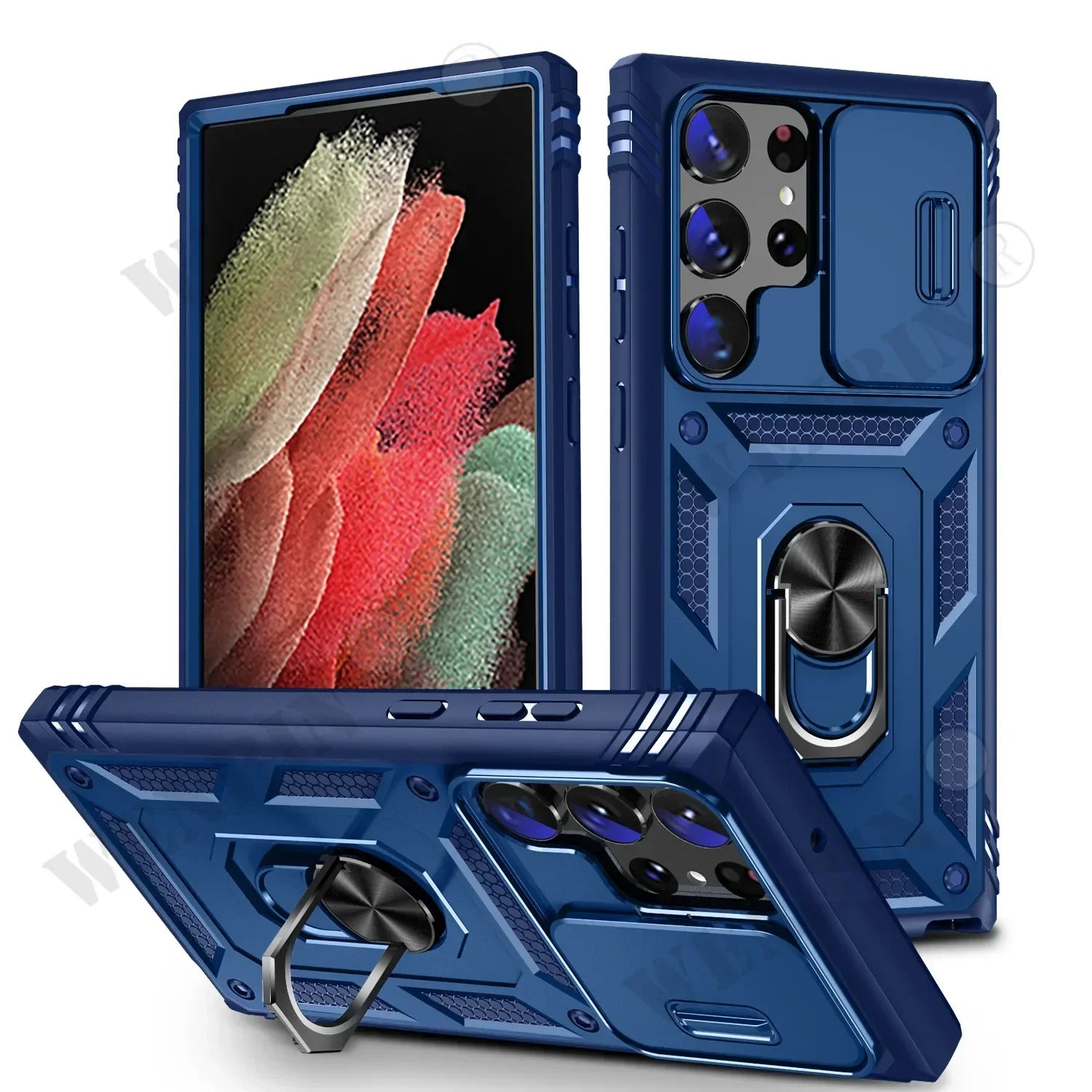 Case For Samsung S26 S25 S24 S23 Ultra Plus S25 FE A56 A36 Heavy Duty with Camera 360 Degree Rotate Kickstand Shockproof Cover