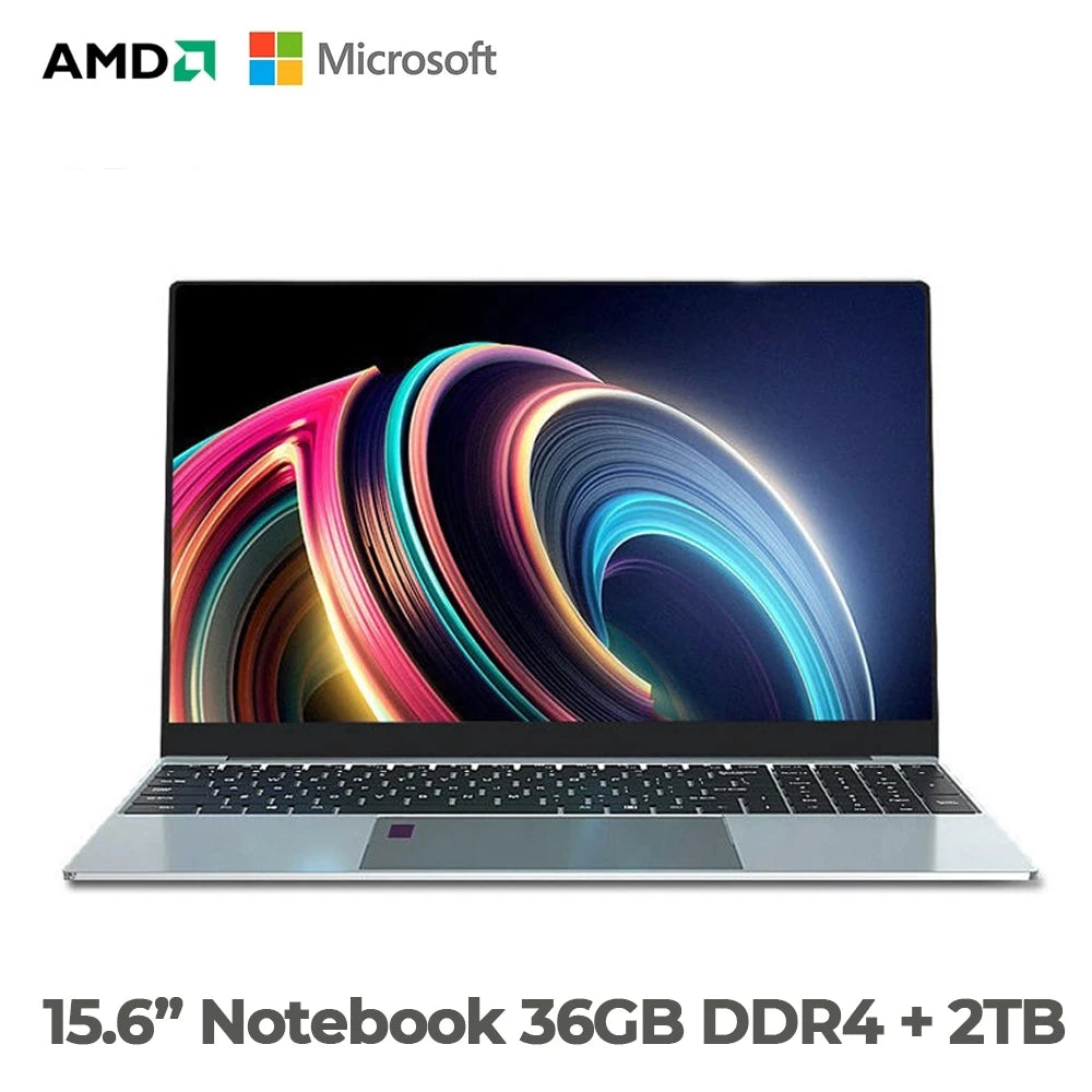 Laptop MAX, Ram 36GB Rom 2TB SSD, Metal Body, Bluetooth, AMD Ryzen 7 2700U, Windows10 11 Pro, Portable Gaming IPS Laptop - WinSupport Tech