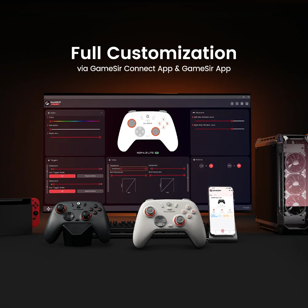 GameSir Nova Lite 2 Wireless Switch Controller, Hall Effect Gamepad for Nintendo Switch, PC, Steam, Android Phone, iPhone